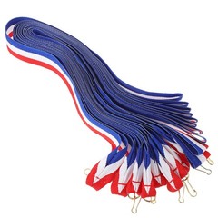 50Pcs Durable Cotton Polyester Medal Ribbon Lanyards with Clips for Competitions