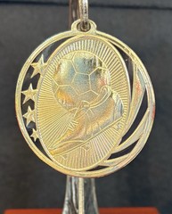 2” Bright Gold Soccer MidNite Star Medal With Ribbon (See All Photos)