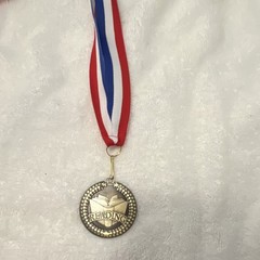 Reading Award Medal Silver Tone Metal w/ Red White Blue Polyester Ribbon