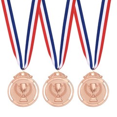 3 Pcs 2″ Metal Award Medals for Sports, Brown (Wheat Style)