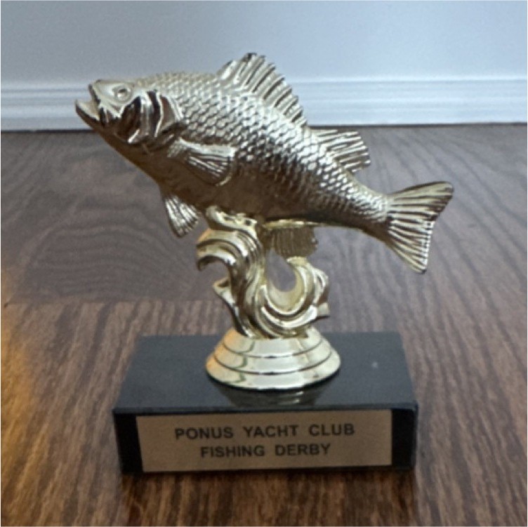 Fishing Trophy Fish Figure Award w/ Engraved Plaque on Black Wood Base