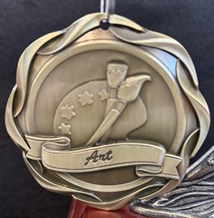 3” Gold Art Fusion Medal With Ribbon (See All Photos)