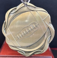 3” Gold Football Fusion Medal With Ribbon (See All Photos)