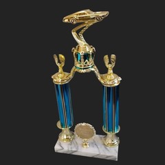 Vintage Muscle Car Trophy 16″ Marble Base Man Cave Eagles Crown Gold Teal Blue