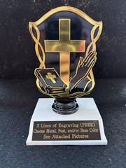 5 1/2″ Black/Gold Cross Trophy. (Please See All Photos)