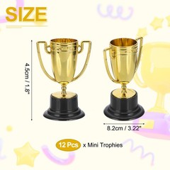 3.22 Inch Mini Trophies, 12 Pcs Plastic Gold Award Trophy Cups