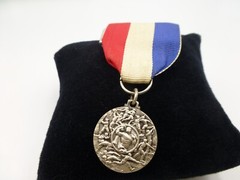 Vintage Men’s Sports Medal, All Sports, Silver Tone w/RW&B Ribbon, Marked Italy