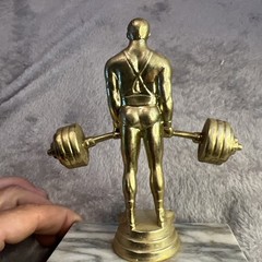DeadLifter weight lifter Trophy Topper Male plastic Silver-Gold finish barbells