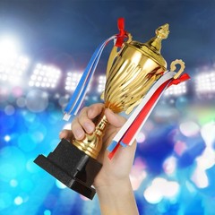 Metal Trophy Cup Golden Color for Sports Winner Celebration and Party Decor