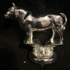 Cow Angus Beef Trophy Topper NOS Metal Silver Tone Heavy 3 1/2 By 3 1/2 Inches
