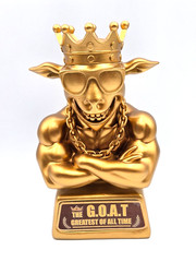 Muscle Goat Trophy – 9″ G.O.A.T. with Muscle, Resin Award/Trophy, Metallic Gold