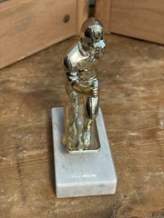 Gold Colored Youth Baseball Trophy White Faux Marble Block Base