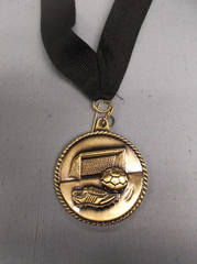 HR745 Soccer Medals – 2″ – Gold, Silver, Bronze – Black Neck Ribbons