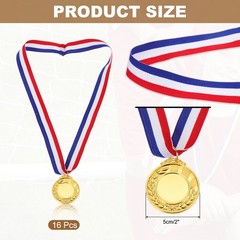 16Pcs Award Medals, Winner Award Trophy with Neck Ribbon, Gold
