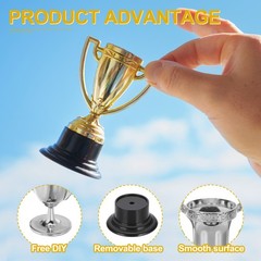 3.22 Inch Mini Trophies, 12 Pcs Plastic Silver Award Trophy Cups Trophies Award