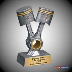 Double Piston Trophy – Custom Engraved Mechanic Award (8.25)
