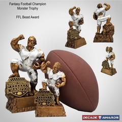 Monster Fantasy Football Champion Trophy | FFL Beast Award – 6.5 or 10 Inch
