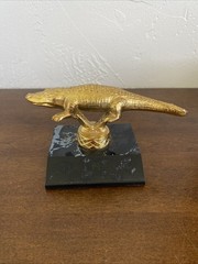 Vintage Gator Trophy Award On Base Gold Colored Gator 6” Black Base