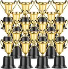 24 Pack Gold Award Trophy, 5 Inch Plastic Golden Mini Trophies Cup