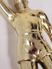 Male Basketball trophy figure metal, GOLD color, 6.25″ tall, gently used