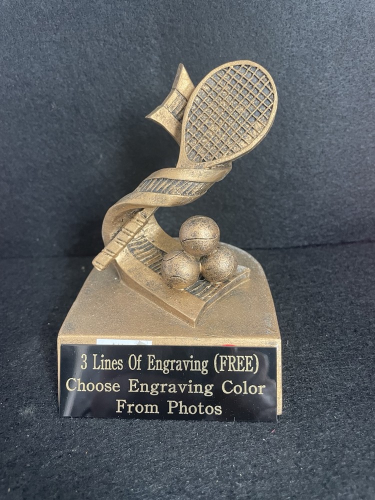 4” Gold Color Tek Tennis Resin Trophy. (Please see all photos!)