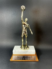 Vintage 1968 Basketball Trophy with Wood & Marble Base and Metal Topper