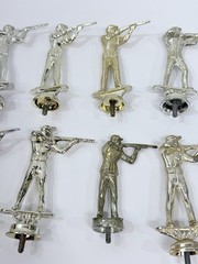 10Vtg Hunter Rifleman Trophy Topper Silver Tone Metal Trapshooter Hunting Award