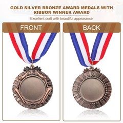 16Pcs Award Medals, Winner Prize Medal with Neck Ribbon, Bronze