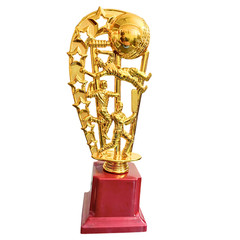 Premium Cricket Trophy, Gold Star Design with Red Base, 3D All-Rounder Award