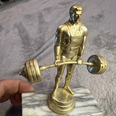 DeadLifter weight lifter Trophy Topper Male plastic Silver-Gold finish barbells