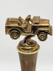 Vintage Brass Jeep Trophy with Wood and Marble Base – Made By GLALY