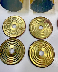 four 14-3/4″ columns for vintage trophy. has caps for both ends.