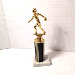 Womens Bowling Trophy 10″ Tall w/ Marble Base Vintage 1990 Ladies Champion
