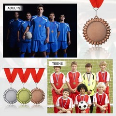3Pcs Award Medals, 1st 2nd 3rd Place Winner Medals with Red Ribbon, Multicolor
