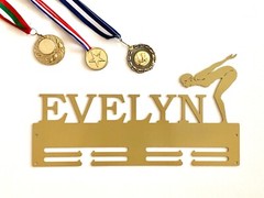 Personalized Medal Holder Custom Name Metal Hanger Swimming Running Gymnastics
