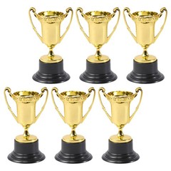 6Pcs Durable Plastic Kids Award Trophies Gold for Sports Competitions