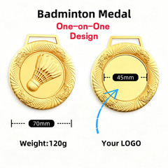 Engraved Custom Badminton Award Medal Sport Team Game Tournament School Logo