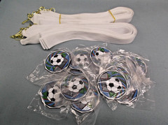 16 color enamel Award Medals – 2″ – white neck ribbons – Team Pack Soccer