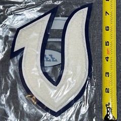 NEW Varsity „V“ Letter Jacket Patch White w Blue Outline 7″ x 7”