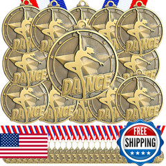 Quelay 60 Pcs Gold Award Medals with Neck Ribbons 2 Inch Winner Medals Awards Bu