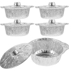 5 Sets Foil Baking Aluminum Cooking Containers with Lids