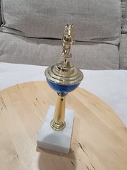 Vintage 9.5″ Sr Boy 1975 Calf Roping Rodeo Award Trophy Western Cowboy Horse Cow