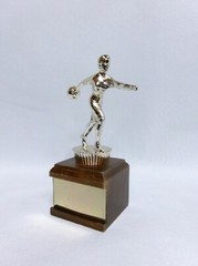 5 ¼” Vintage Women’s Bowling Trophy, Wood & Silver-Tone Metal w/Blank Nameplate