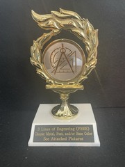6” Flame With 1” Sticker Trophy. (Please See All Photos)