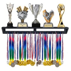LAVIEVERT Gymnastic Medal Hanger w/ Storage Shelf, Wooden Wall-Mounted Trophy