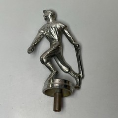 VTG Baseball Batter Trophy Solid Metal Topper Dodge Topper Silver Tone 4″ MCM