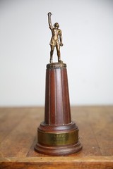 Vintage Tennis Trophy 1945 Women’s City Champion Brass Badge sports bar Antique