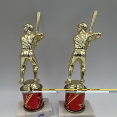 Baseball Trophy Lot of 4 Gold & Silver Topper Red & Black Column Marble Base
