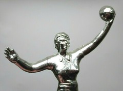 Vtg Girls/Womens/Ladies VOLLEYBALL TROPHY: Silver Metal Player/Team League Award