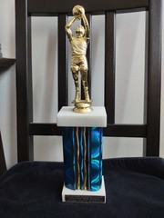 Vintage Style Classic Basketball League Trophy 13″ Tall Gold Statue Marble Bases